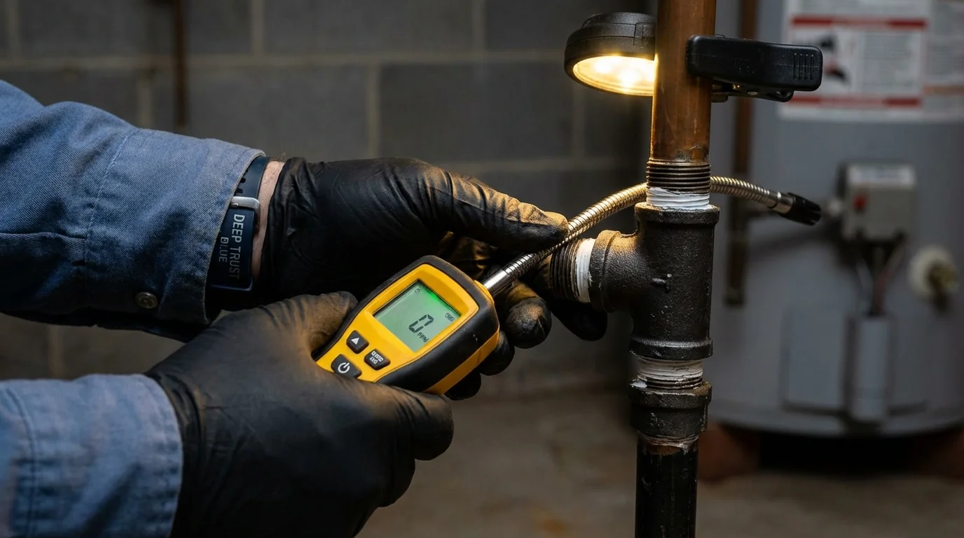 Gas leak detection with electronic sniffer by Johns Plumbing LLC in Wadsworth